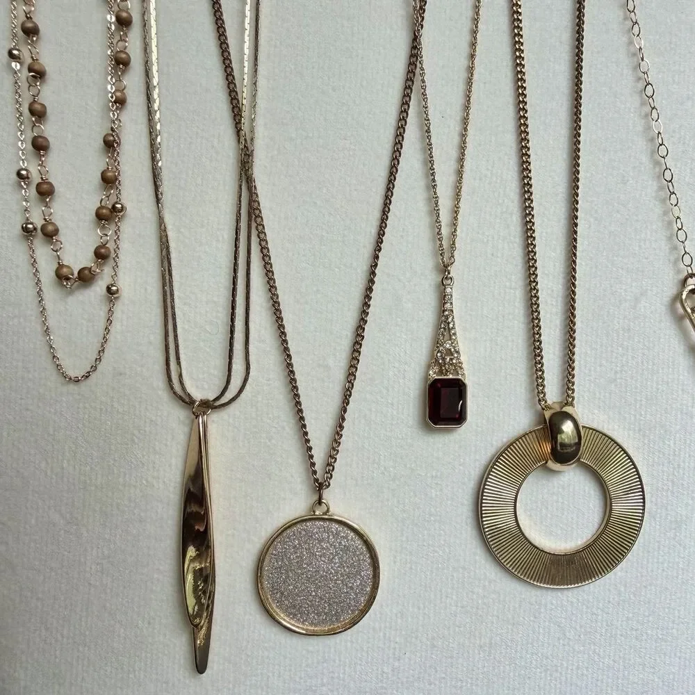Gold Tone Jewelry Lot Vintage -Now Costume Necklaces Cuff Bracelet Earring Rings